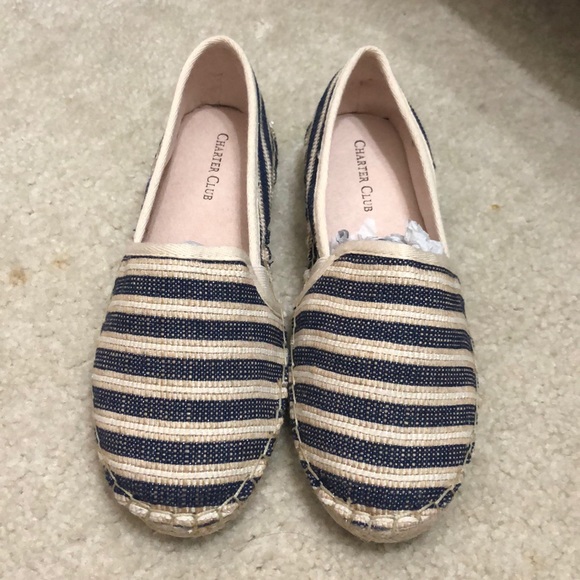 Flat Espadrilles with white/blue stripes - Picture 4 of 9